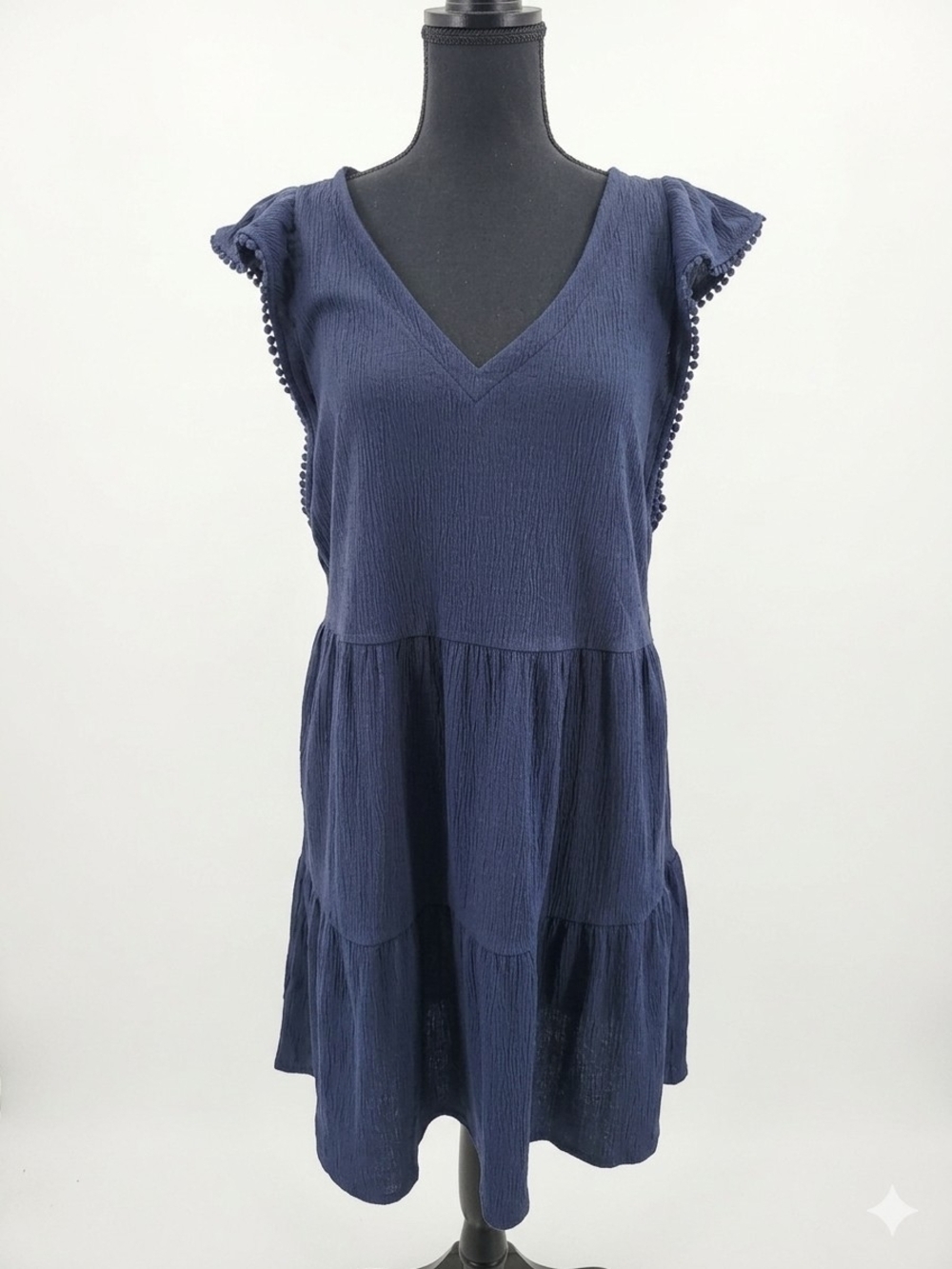 LOFT Navy Ribbed V-Neck Top